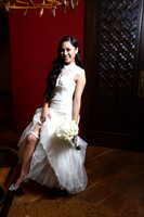 Bride pose showing her garter